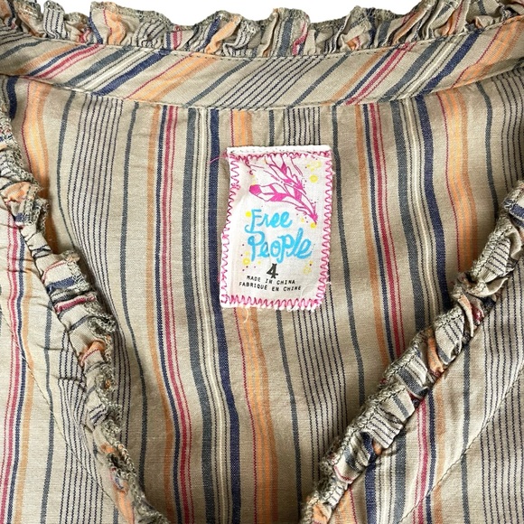 Free People Peasant Boho Multi Colored Stripe Top - Picture 6 of 10